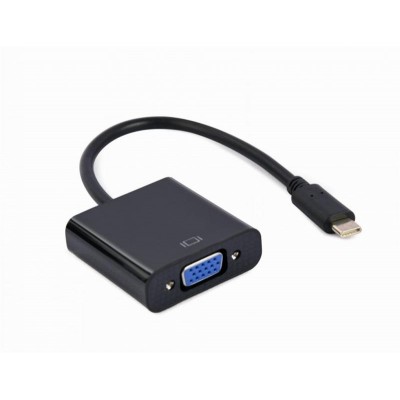 Купить ᐈ Кривой Рог ᐈ Низкая цена ᐈ Адаптер Cablexpert USB Type-C - VGA (M/F), 0.15 м, черный (A-CM-VGAF-01)