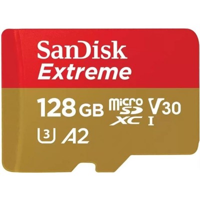 Купить ᐈ Кривой Рог ᐈ Низкая цена ᐈ Карта памяти MicroSDXC 128GB C10 UHS-I SanDisk Extreme V30 U3 R190/W90MB/s + SD (SDSQXAA-128