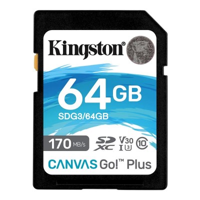 Купить ᐈ Кривой Рог ᐈ Низкая цена ᐈ Карта памяти SDXC 64GB UHS-I/U3 Class 10 Kingston Canvas Go! Plus R170/W70MB/s (SDG3/64GB)