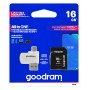 Купить ᐈ Кривой Рог ᐈ Низкая цена ᐈ Карта памяти MicroSDHC 16GB UHS-I Class 10 GOODRAM + SD-adapter + OTG Card reader (M1A4-016