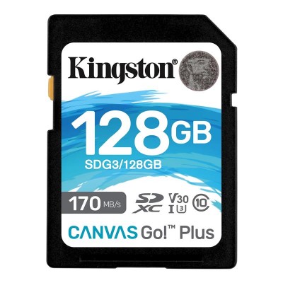 Купить ᐈ Кривой Рог ᐈ Низкая цена ᐈ Карта памяти SDXC 128GB UHS-I/U3 Class 10 Kingston Canvas Go! Plus R170/W90MB/s (SDG3/128GB