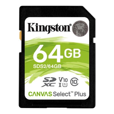 Купить ᐈ Кривой Рог ᐈ Низкая цена ᐈ Карта памяти SDXC 64GB UHS-I Class 10 Kingston Canvas Select Plus R100MB/s (SDS2/64GB)