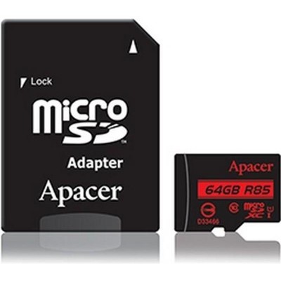 Купить ᐈ Кривой Рог ᐈ Низкая цена ᐈ Карта памяти MicroSDHXC 64GB UHS-I Class 10 Apacer + SD adapter (AP64GMCSX10U5-R)