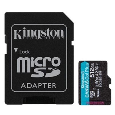 Купить ᐈ Кривой Рог ᐈ Низкая цена ᐈ Карта памяти MicroSDXC 512GB UHS-I/U3 Class 10 Kingston Canvas Go! Plus R170/W90MB/s+ SD-ад