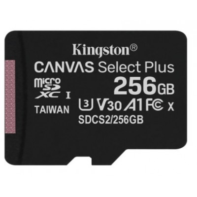 Купить ᐈ Кривой Рог ᐈ Низкая цена ᐈ Карта памяти MicroSDXC 256GB UHS-I/U3 Class 10 Kingston Canvas Select Plus R100/W85MB/s (SDC