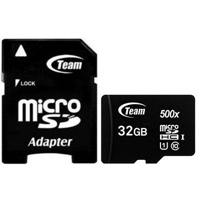 Купить ᐈ Кривой Рог ᐈ Низкая цена ᐈ Карта памяти MicroSDHC 32GB UHS-I Class 10 Team Black + SD-adapter (TUSDH32GCL10U03)