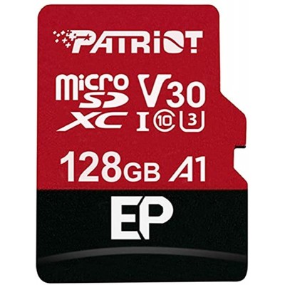 Купить ᐈ Кривой Рог ᐈ Низкая цена ᐈ Карта памяти MicroSDXC 128GB UHS-I/U3 Class 10 Patriot EP A1 R90/W80MB/s + SD-adapter (PEF12