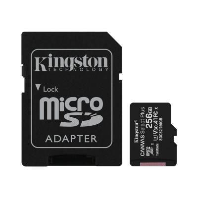 Купить ᐈ Кривой Рог ᐈ Низкая цена ᐈ Карта памяти MicroSDXC 256GB UHS-I/U3 Class 10 Kingston Canvas Select Plus R100/W85MB/s + SD