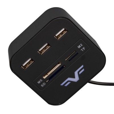 Купить ᐈ Кривой Рог ᐈ Низкая цена ᐈ Концентратор USB 2.0 Frime 3хUSB2.0, SD, MS, TF Black (FHC-AllinOne3p2B)