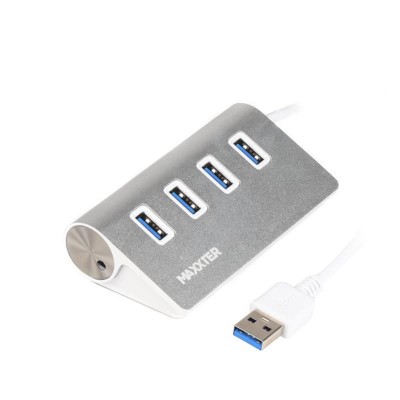 Купить ᐈ Кривой Рог ᐈ Низкая цена ᐈ Концентратор USB 3.0 Maxxter 4хUSB3.0 Silver (HU3A-4P-01) 