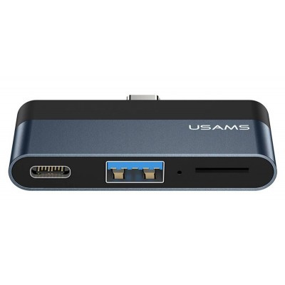 Купить ᐈ Кривой Рог ᐈ Низкая цена ᐈ Концентратор USB Type-C Usams US-SJ491 Mini HUB Black (SJ491HUB01)