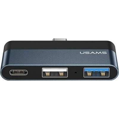 Купить ᐈ Кривой Рог ᐈ Низкая цена ᐈ Концентратор USB Type-C Usams US-SJ490 Mini HUB Black (SJ490HUB01)