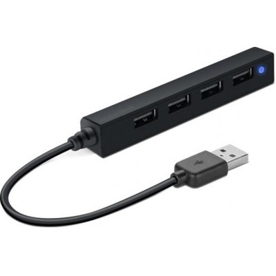 Купить ᐈ Кривой Рог ᐈ Низкая цена ᐈ Концентратор USB2.0 SpeedLink Snappy Slim Black (SL-140000-BK) 4хUSB2.0