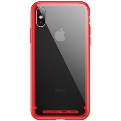 Купить ᐈ Кривой Рог ᐈ Низкая цена ᐈ Чехол-накладка Baseus See-through Glass для Apple iPhone X Red (WIAPIPHX-YS09)