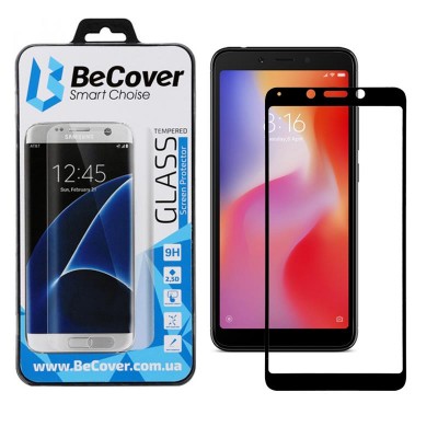 Купить ᐈ Кривой Рог ᐈ Низкая цена ᐈ Защитное стекло BeCover для Xiaomi Redmi 6/6A Black (702442)