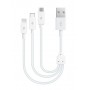 Купить ᐈ Кривой Рог ᐈ Низкая цена ᐈ Кабель Ttec MiniCable Trio USB - Lightning + micro USB + USB Type-C (M/M), 0.3 м, White (2DK