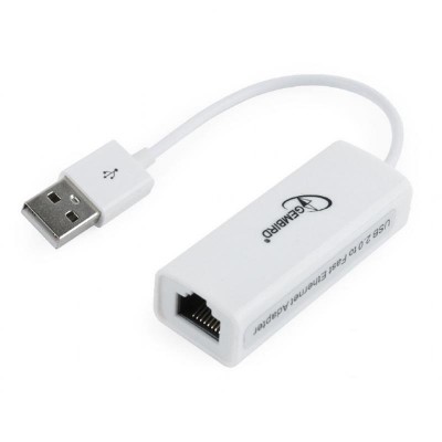 Купить ᐈ Кривой Рог ᐈ Низкая цена ᐈ Сетевой адаптер Gembird (NIC-U2-02) USB - Fast Ethernet, белый