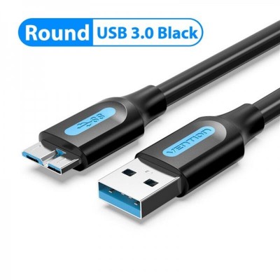 Купить ᐈ Кривой Рог ᐈ Низкая цена ᐈ Кабель Vention USB-MicroUSB-B PVC Round nickel-plated, 0.25m Black (COPBC)