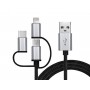 Кабель REAL-EL Premium 3in1 USB - Lightning + micro USB + USB Type-C (M/M), 1 м, чорний (EL123500035)