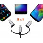 Кабель REAL-EL Premium 3in1 USB - Lightning + micro USB + USB Type-C (M/M), 1 м, чорний (EL123500035)