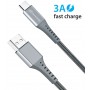 Кабель Grand-X USB - USB Type-C (M/M), 3 A, Fast Сharge, 1.2 м, Grey (FC-12G)