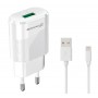 Мережевий зарядний пристрій Grand-X (1xUSB 2.1А) White (CH-17WL) + кабель Lightning