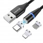 Кабель ColorWay USB - Lightning + micro USB + USB Type-C (M/M), Magnetic Data/Quick Charge, 2.4 А, 1 м, Black (CW-CBUU038-BK)