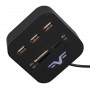 Концентратор USB 2.0 Frime 3хUSB2.0, SD, MS, TF Black (FHC-AllinOne3p2B)