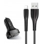 Автомобільний зарядний пристрій Usams U35 (2xUSB, 2.1A) Black (6958444985961) + кабель Lightning