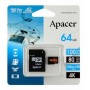 Карта пам`ятi MicroSDXC 64GB UHS-I/U3 Class 10 Apacer (AP64GMCSX10U8-R) + SD адаптер