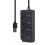 Концентратор USB 2.0 Gembird 4хUSB2.0, з вимикачами, пластик, Black (UHB-U2P4P-01)