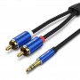 Кабель Vention 3.5 мм - 2xRCA (M/M), 1.5 м, Blue (BCPLG)