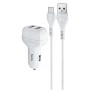 Автомобільний зарядний пристрій Hoco N5 (2USB 2.4А) White (S23139) + кабель Lightning