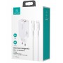 Мережевий зарядний пристрій Usams US-CC110 (1USB, 2USB Type-C) 65W PD + QC3.0 White (MTXLOGTL02) + кабель USB-C - Lightning