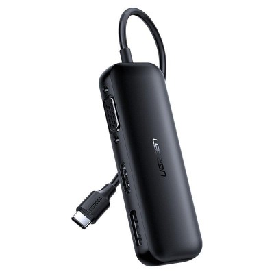 Купить ᐈ Кривой Рог ᐈ Низкая цена ᐈ Адаптер Ugreen CM260 DisplayPort+HDMI+VGA - USB Type-C (F/M), Black (60568)