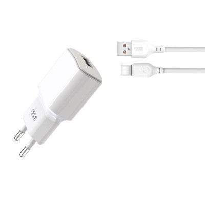 Сетевое зарядное устройство XO L73 (1USBх2.4A) White (L73-TC-WH) + кабель USB Type-C