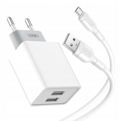 Сетевое зарядное устройство XO L65 (2USBх2.4A) White (L65-M-WH) + кабель microUSB