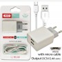 Сетевое зарядное устройство XO L65 (2USBх2.4A) White (L65-M-WH) + кабель microUSB