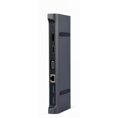 Купить ᐈ Кривой Рог ᐈ Низкая цена ᐈ Док-станция Cablexpert USB-C 9-в-1 (A-CM-COMBO9-02) USB-хаб + HDMI/VGA/PD/LAN/3.5-мм аудио