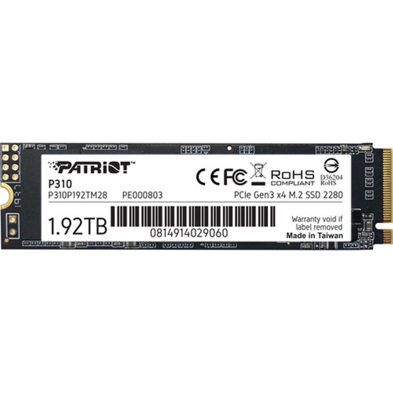 Купить ᐈ Кривой Рог ᐈ Низкая цена ᐈ Накопитель SSD 1.92TB Patriot P310 M.2 2280 PCIe NVMe 3.0 x4 TLC (P310P192TM28)
